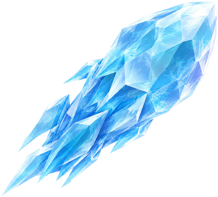 Ein eisblauer Komet aus Kristallsplittern